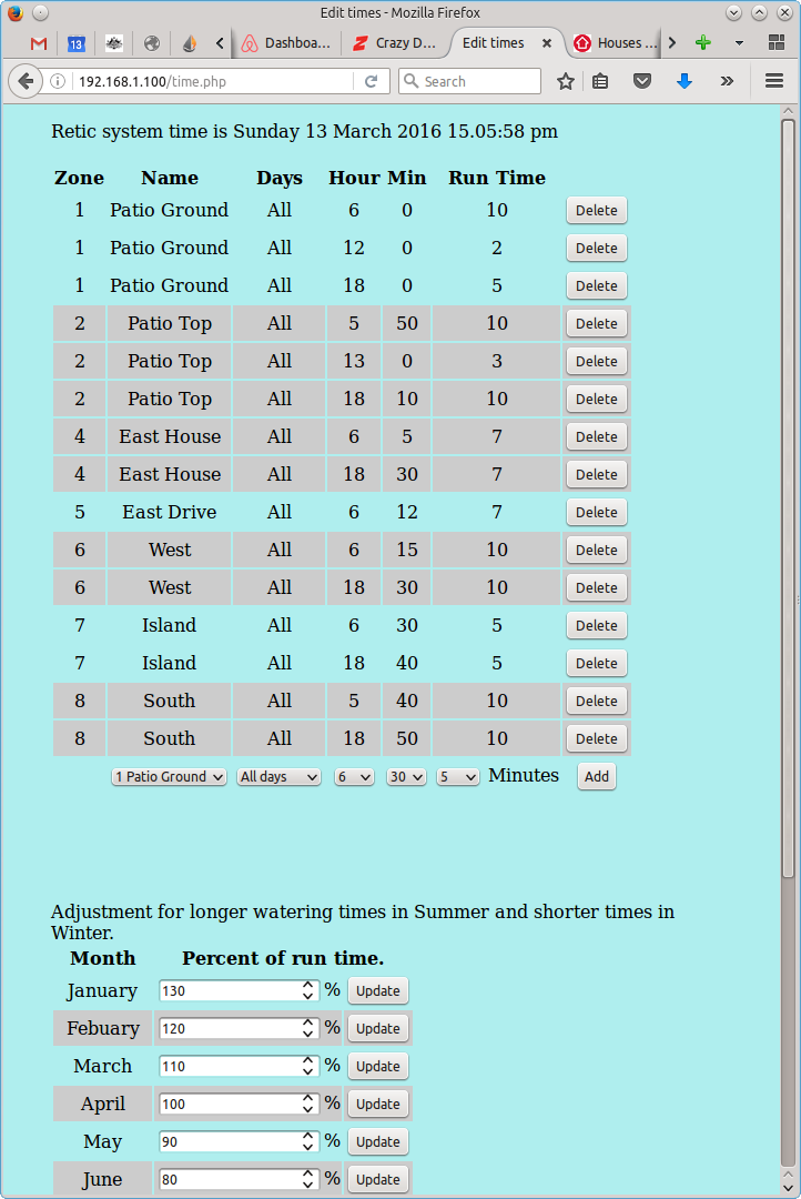 Adjust timers interface